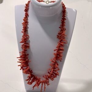 VTG  Mediterranean Graduated Natural Red Branch Coral Necklace 17” & Bracelet 7”